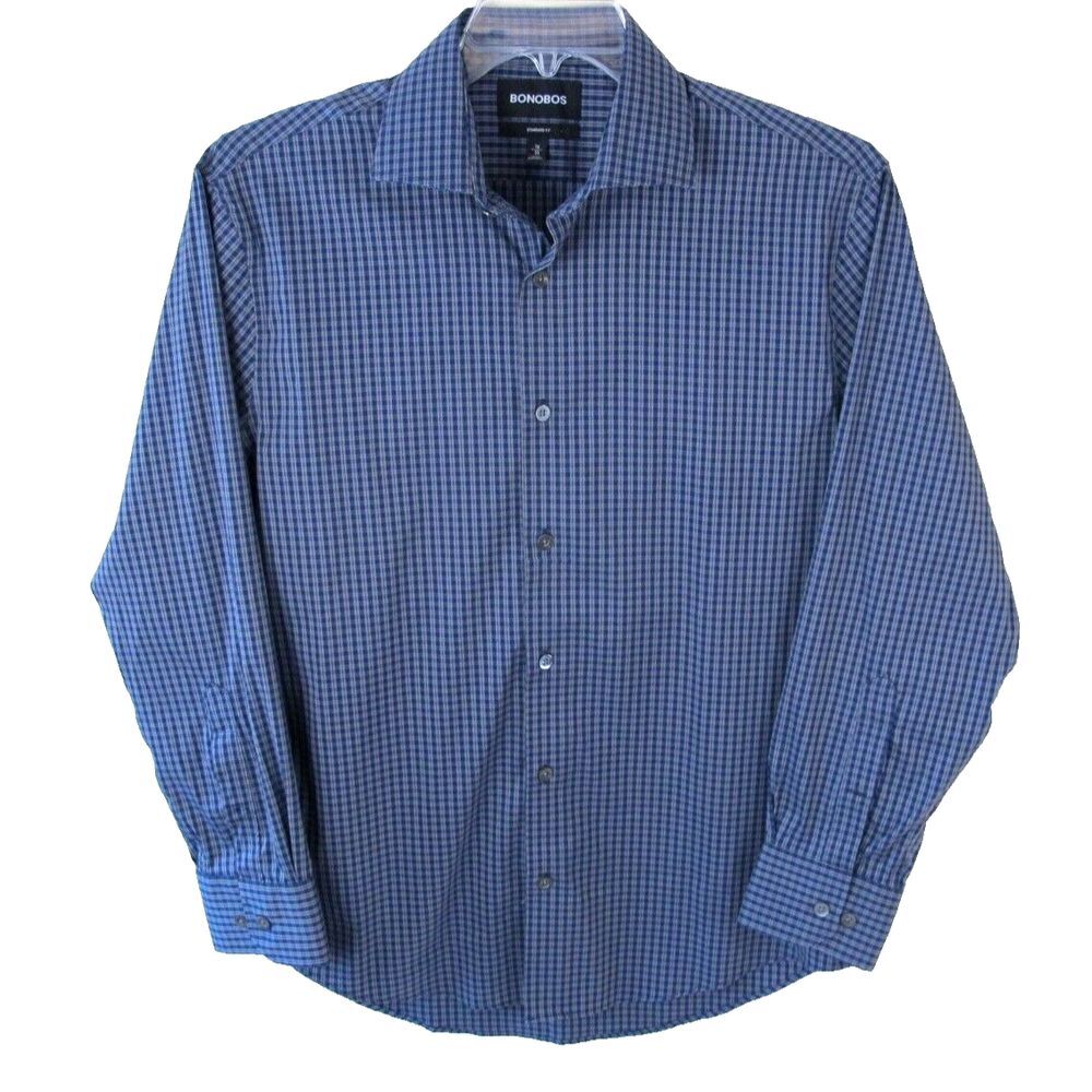 Bonobos Standard Fit Long Sleeve Gingham Check Dress‎ Shirt Men's Size 16 x 33